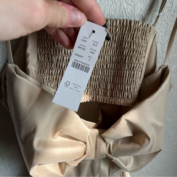 J. Crew Collection bow-front cutout midi dress in stretch taffeta Khaki Tan - Picture 6 of 14